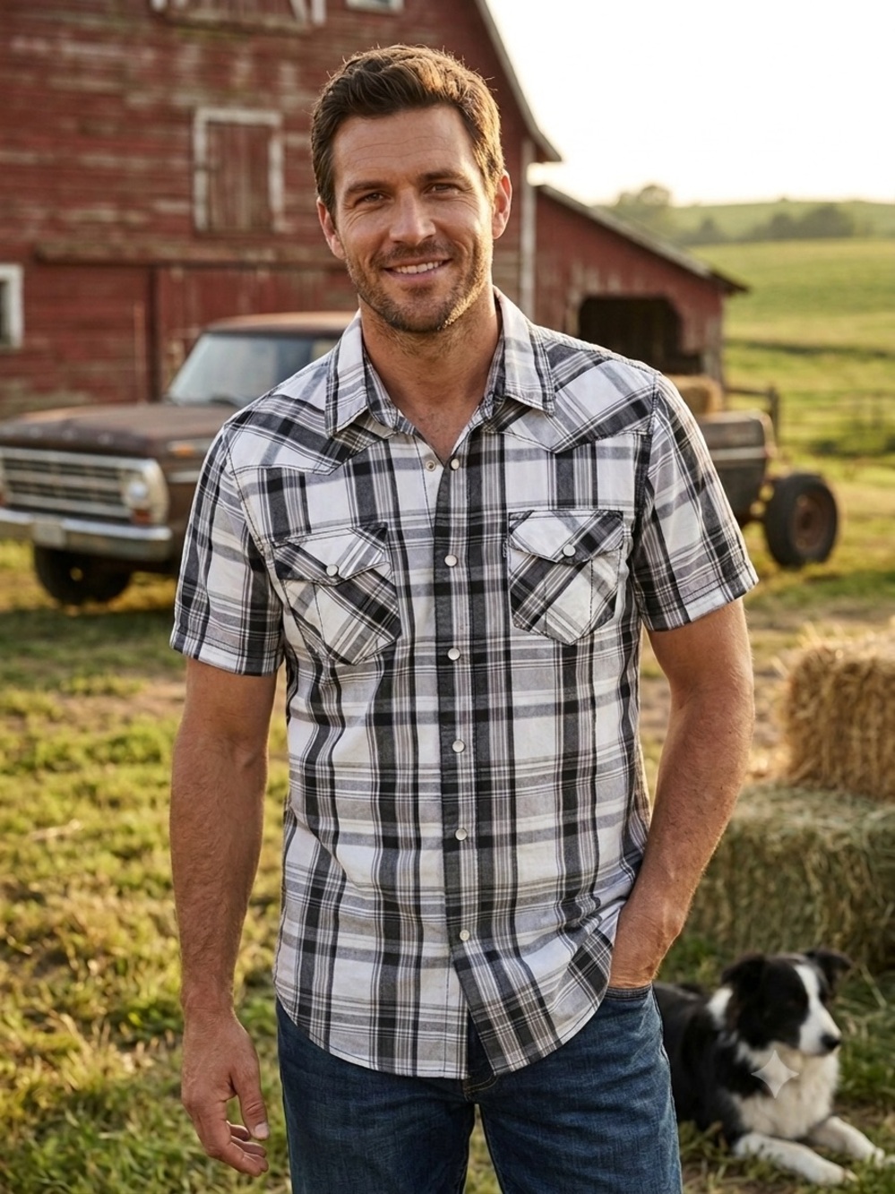 Levi's Charcoal & White Plaid Short-Sleeve Button-Down Shirt